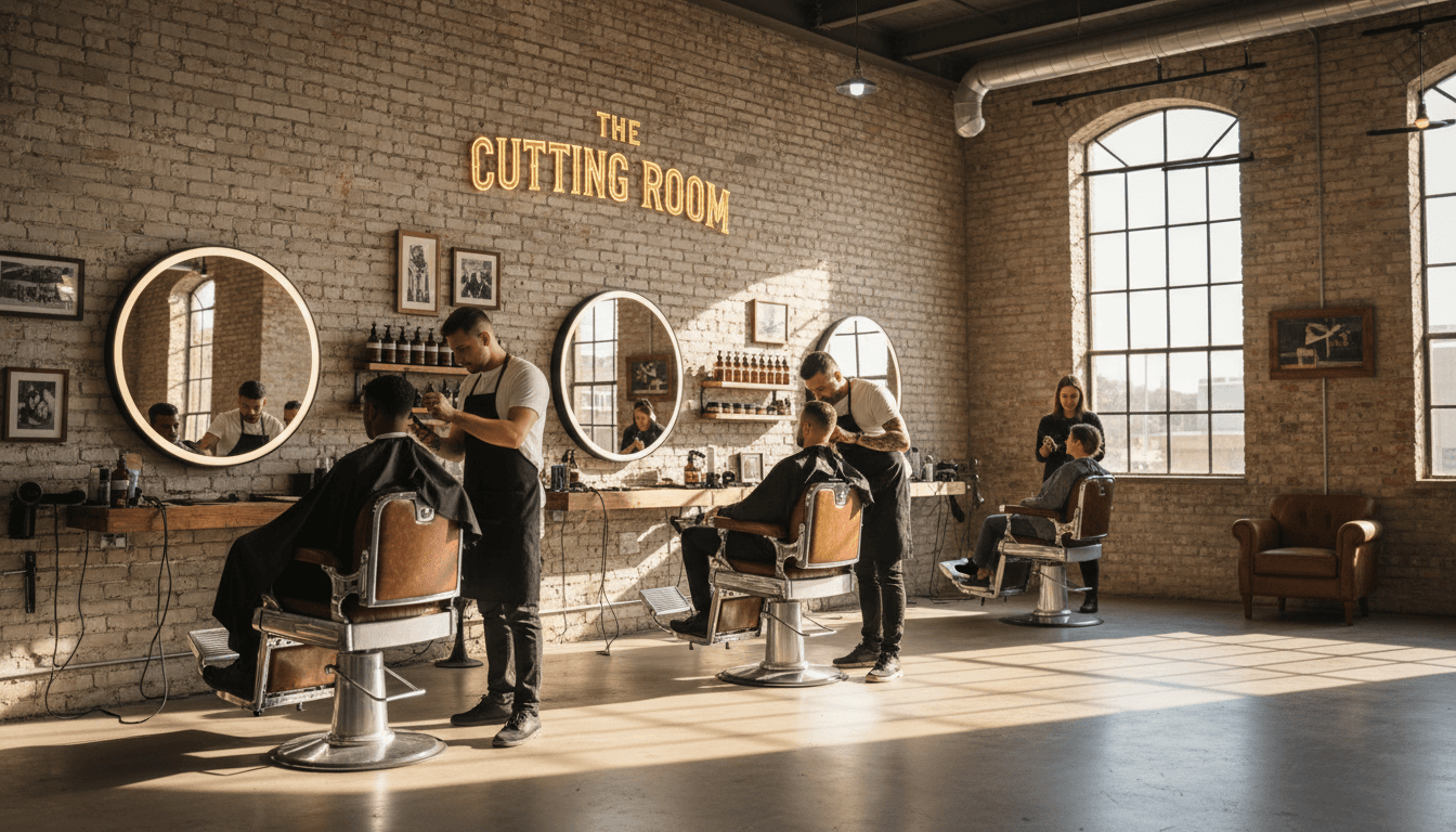 Barber trimming a client's neckline