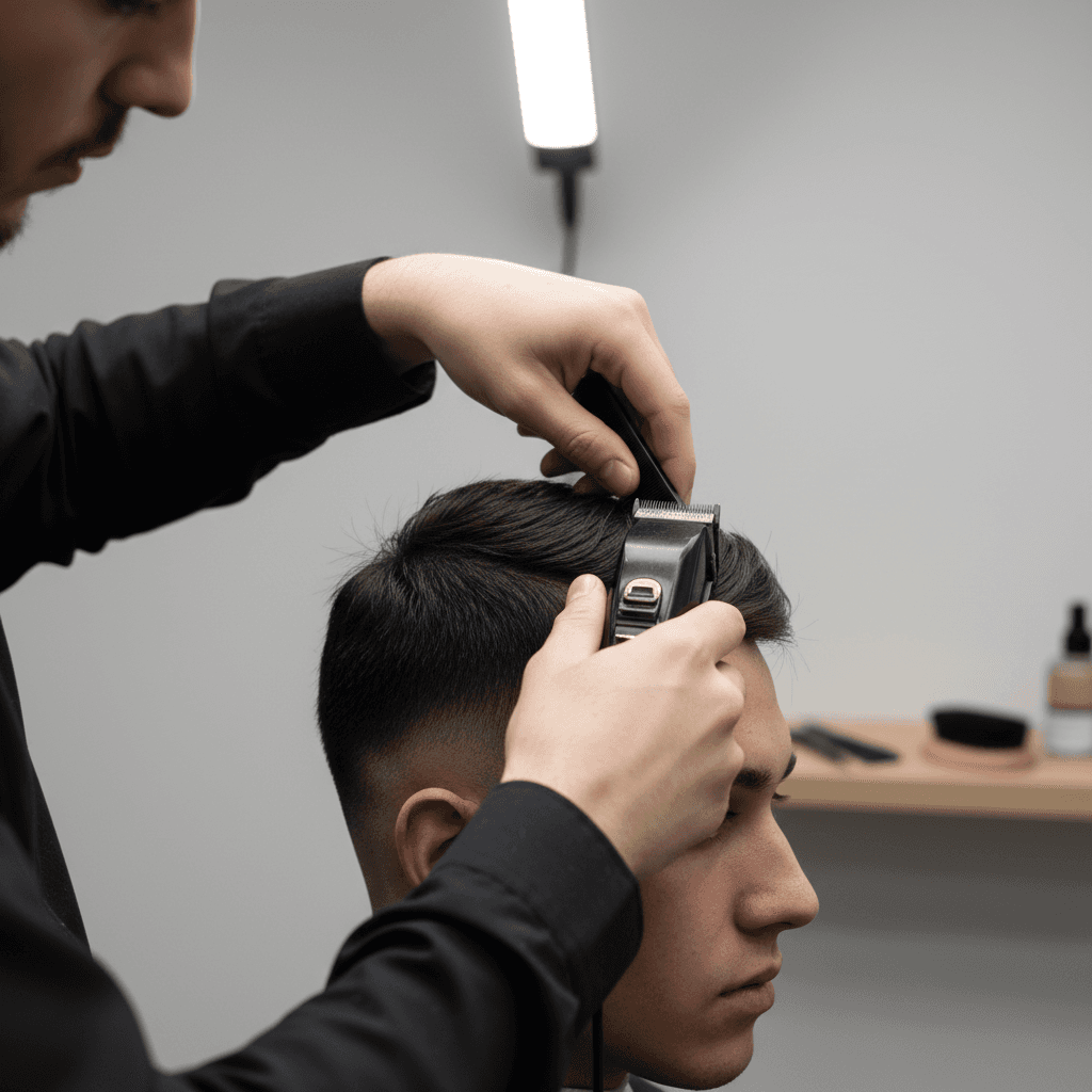 Clean hairline line-up with trimmer
